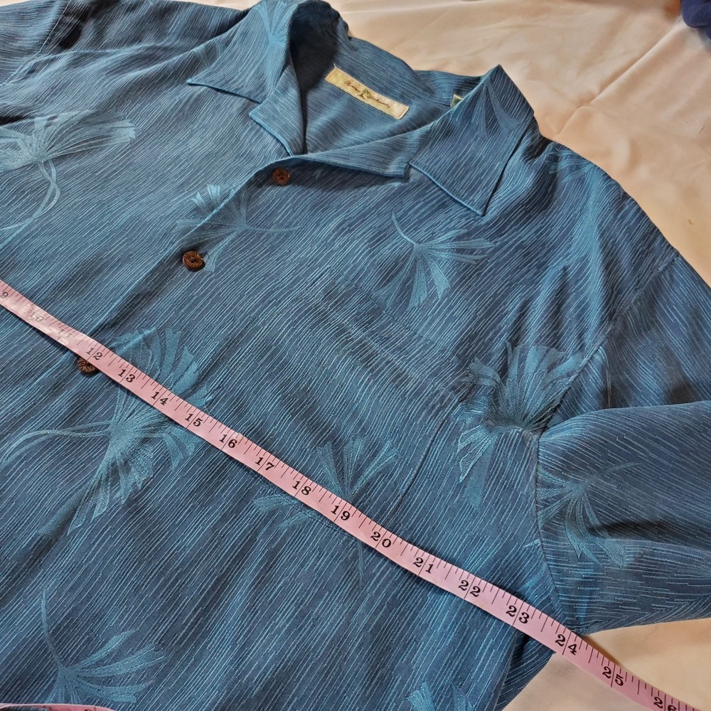 Tommy Bahama Men's Five O'Clock Shadow Embroider Short Sleeve Silk Hawaiian Sz L - Picture 5 of 7
